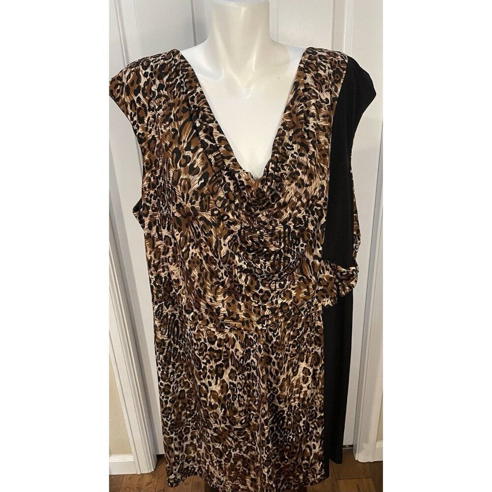 Signature Collection by Vicki Wayne Womens Dress 3X Brown Black Animal Print